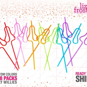 Penis Straws, Bachelorette Party Favors, Silly Straws, Rose Gold Penis Decorations, Bridal, Shower, Rainbow, Gift Ideas, Assorted Colors image 2