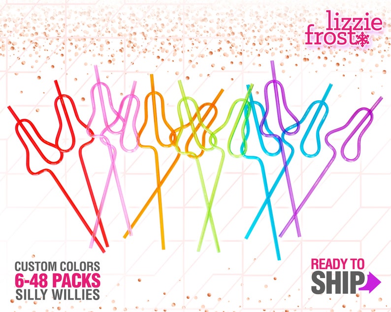 Penis Straws, Bachelorette Party Favors, Silly Straws, Rose Gold Penis Decorations, Bridal, Shower, Rainbow, Gift Ideas, Assorted Colors image 2