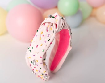 Headband, Sprinkles, Pink, Knotted Headbands, Birthday  display picture 1