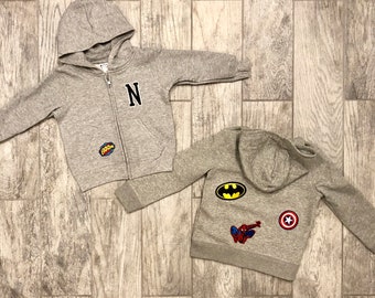 Kids Zip up Hooded Sweatshirt | Kids Hoodie | Boys Sweatshirt | Girls Sweatshirt | Custom Designed with Patches