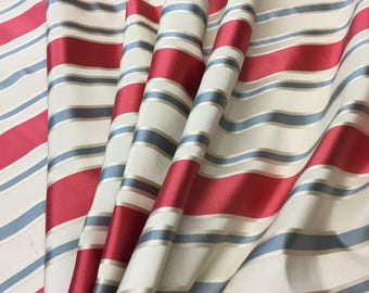 SCALAMANDRE Silk Stripe Red, Blue, on White (by the  yard) - A Rare Classic