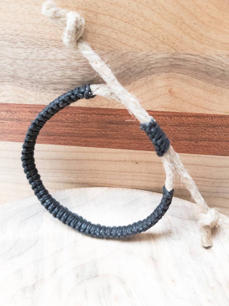 Hemp Bracelet Straight Black Adjustable Etsy