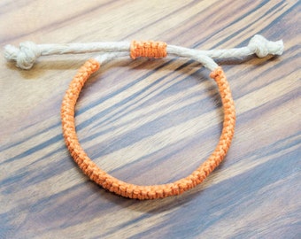 Hemp Bracelet Adjustable Straight Orange