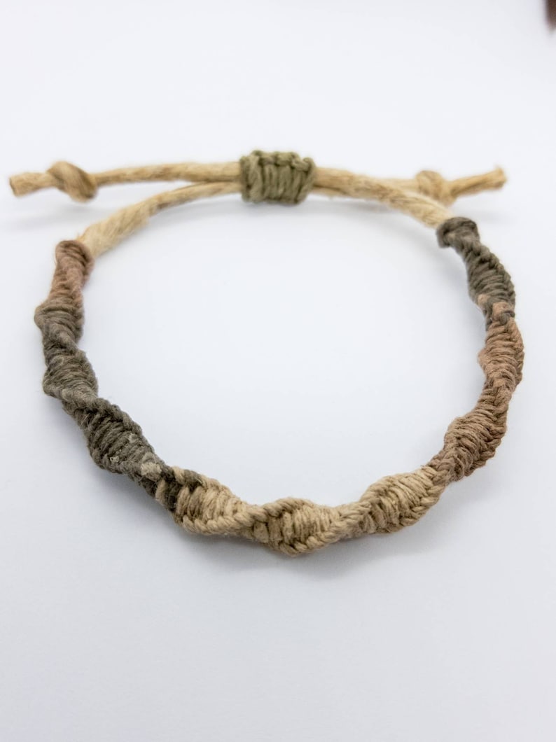 Hemp Bracelet Adjustable Twisted Earthtones Etsy