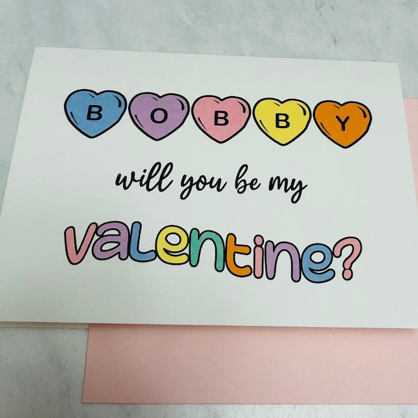 Custom Valentine's Day Card - conversation hearts - personalized card