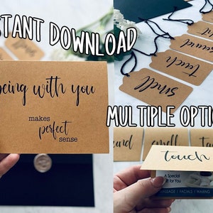 Ensemble de cartes 5 Sens - Être avec toi est parfaitement logique - Je t'aime avec tous mes sens, Cadeau pour lui, cadeau pour elle, anniversaire, anniversaire