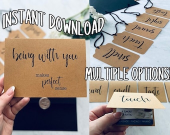 5 Senses Card Set - Being with you makes perfect sense - I love you with all of my senses, Gift for him, gift for her, birthday, anniversary