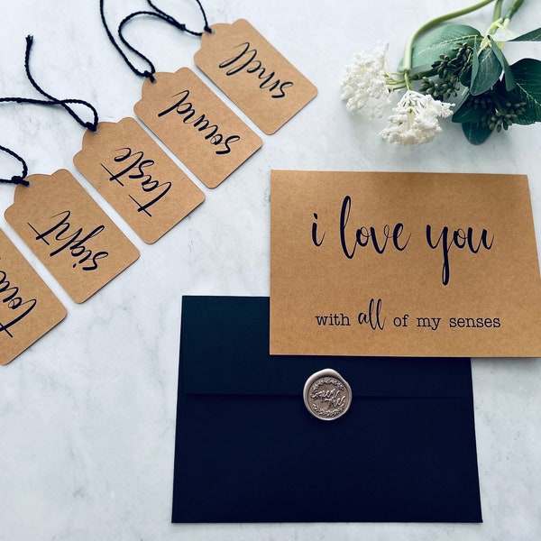 5 Senses Card Set - Being with you makes perfect sense - I love you with all of my senses, Gift for him, gift for her, birthday, anniversary