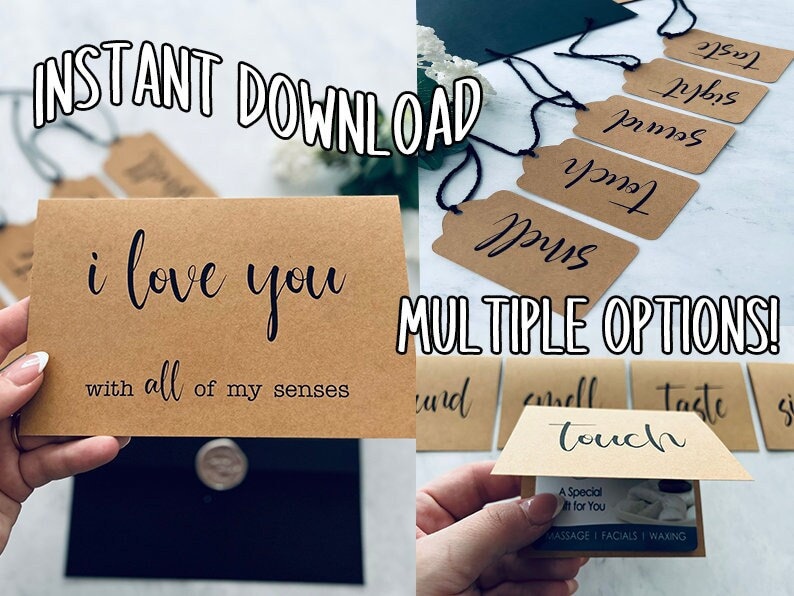 5 Senses Card Set - I love you with all of my senses, Being with you makes perfect sense - Gift for him, gift for her, birthday, anniversary image 1