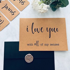 5 Senses Card Set - I love you with all of my senses, Being with you makes perfect sense - Gift for him, gift for her, birthday, anniversary image 8