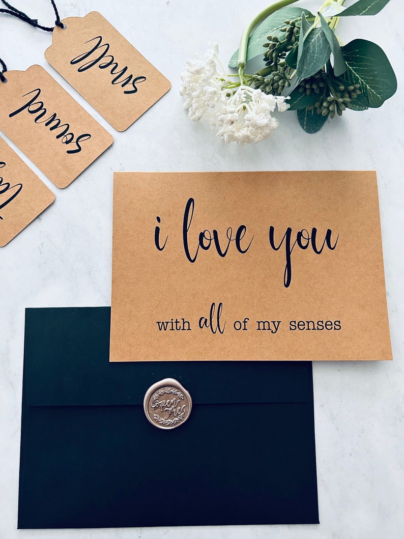5 Senses Card Set - I love you with all of my senses, Being with you makes perfect sense - Gift for him, gift for her, birthday, anniversary image 8