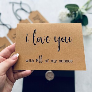 5 Senses Card Set - I love you with all of my senses, Being with you makes perfect sense - Gift for him, gift for her, birthday, anniversary image 2