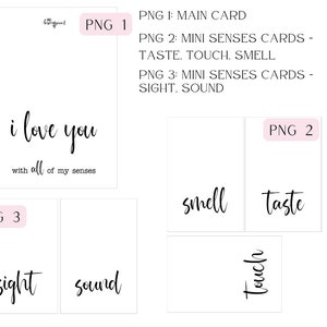 5 Senses Card Set - I love you with all of my senses, Being with you makes perfect sense - Gift for him, gift for her, birthday, anniversary image 5