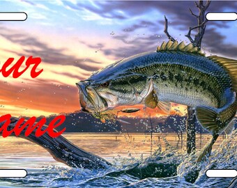 BROWN TROUT FISHING LURE Vehicle License Plate Auto Tag Aluminum