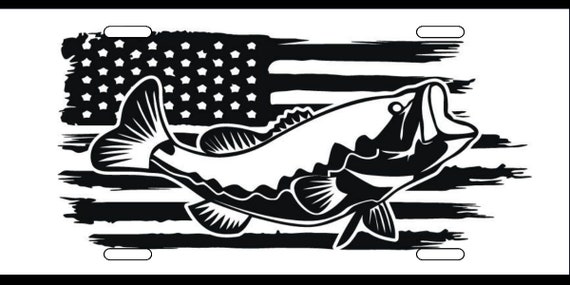 Fishing License Plate - AMERICAN FLAG License Plate - Fishing, Bass, Trout,  Carp and Catfish