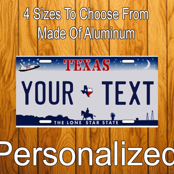 Personalized Texas License Plate, Space Shuttle License Plate, Lone Start State License Plate, 4 Sizes