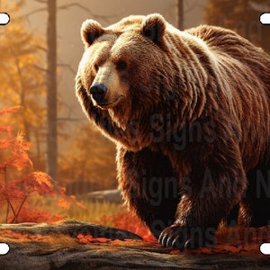BEAR License Plate | Bicycle License Plate | Golfcart | Motorcycle | Wheelchair | Black Bear Grizzly Text 4 Sizes Available