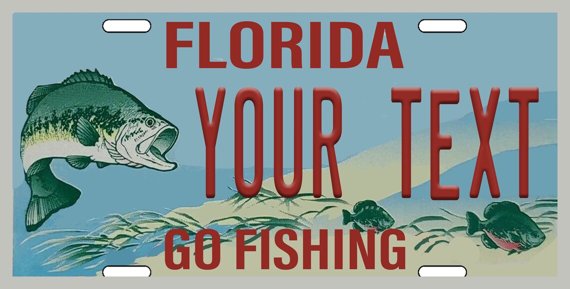 Florida License Plate Any Text Fishing License Plate Etsy