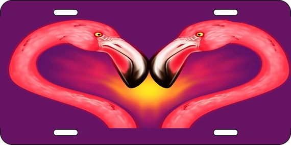 Flamingo Heart Vanity License Plate You Can Add Your Name