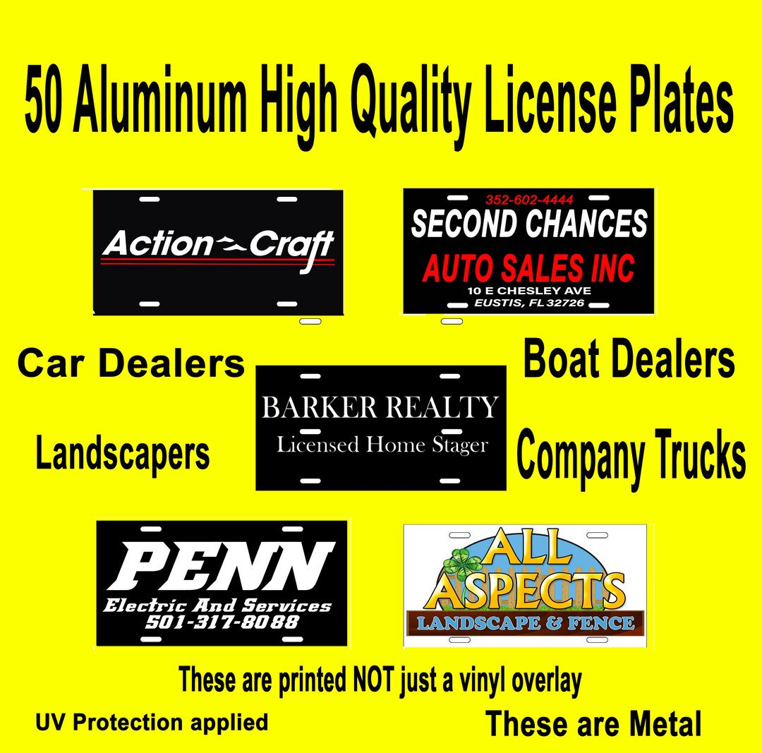 License Plates 50 Aluminum License Plates Great for Car Dealers