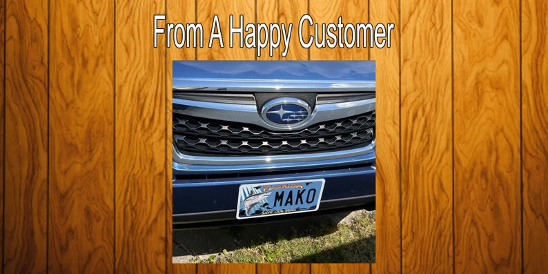 Puede incluir: Un coche Subaru plateado con una parrilla negra y una matr&iacute;cula de Florida que dice "MAKO" con un gr&aacute;fico de pescado. La matr&iacute;cula tiene el texto "Save Our Sharks".