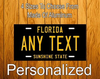 Florida License Plate - Antique License Plate - Black Vanity Novelty  License Plate Any Text 4 Sizes