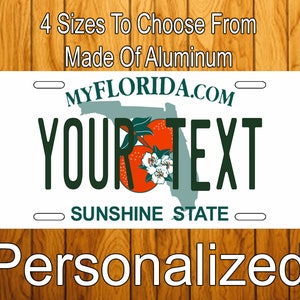 Personalized Florida License Plate, Sunshine State Florida License Plate, 4 Sizes image 1