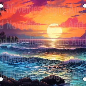 Sunset Beach License Plate | Bicycle License Plate | Golfcart | Motorcycle | Wheelchair | Paradise Text 4 Sizes Available