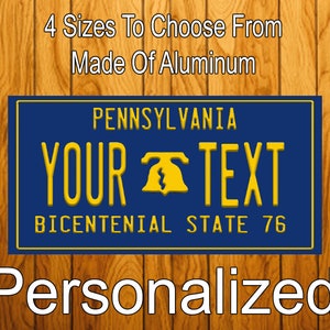 Pennsylvania License Plate -  Liberty Bell License Plate - Philadelphia License Plate ADD YOUR TEXT 4 Sizes
