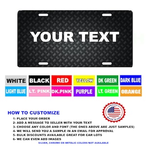 PERSONALIZED Custom License Plate Add Your Text Black Fiber Carbon Look