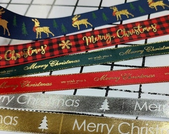 Christmas ribbons for gift wrapping and decorating crafts