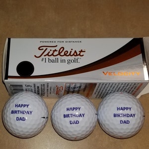 Personalized Titleist Pro V1, Titleist Pro V1X, Titleist Velocity or Wilson Boost Golf Balls for all events or special days. box of 3 balls image 2