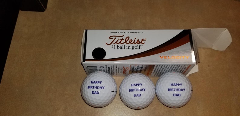 Personalized Titleist Pro V1, Titleist Pro V1X, Titleist Velocity or Wilson Boost Golf Balls for all events or special days. box of 3 balls image 2