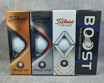 Personalized Titleist Pro V1, Titleist Pro V1X, Titleist Velocity or Wilson Boost Golf Balls for all events or special days. box of 3 balls