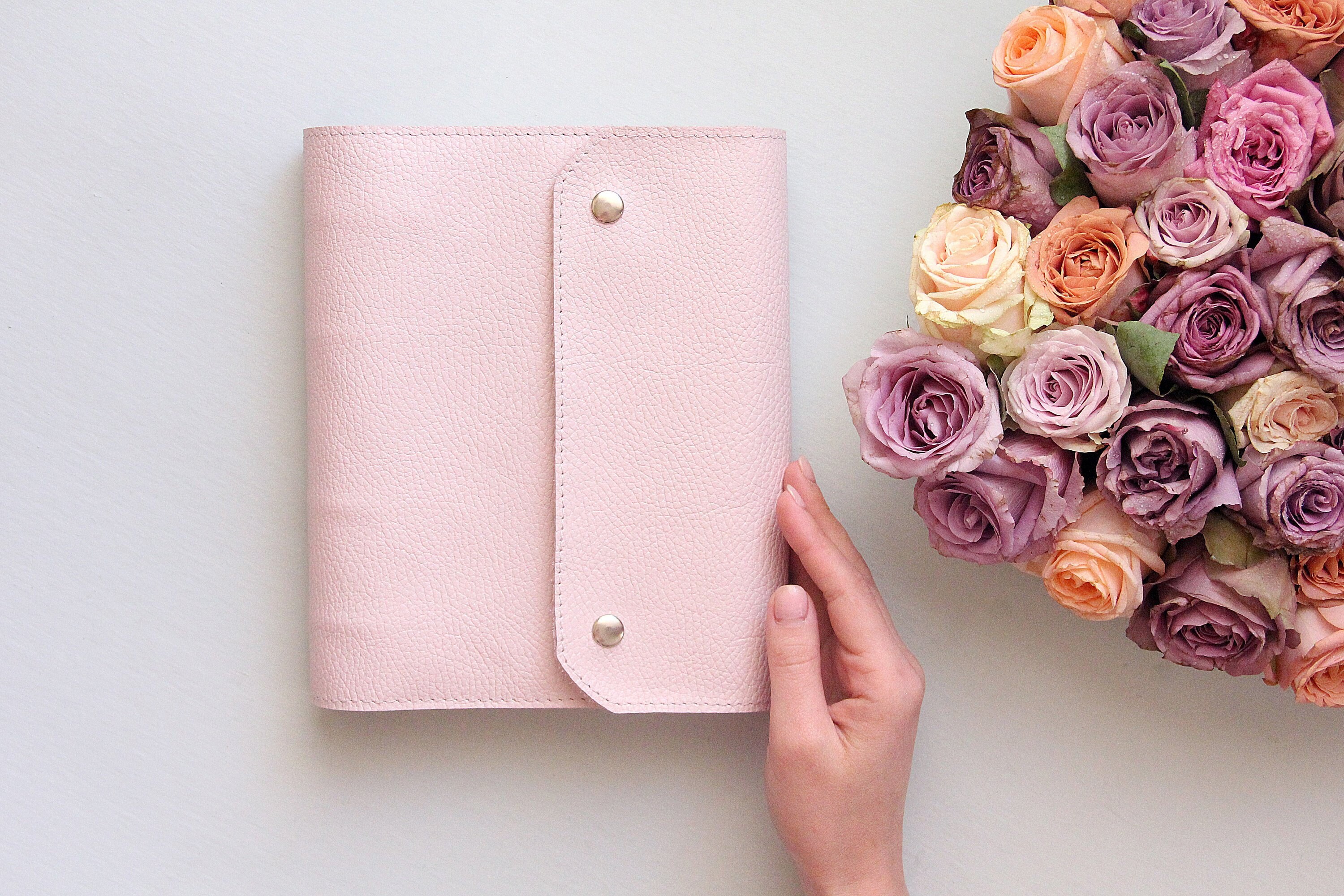 Pink Notebook Ring Binder A5 Leather Journal For Woman Etsy