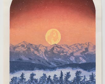 Woodblock Print- "Incantation", Original Moku Hanga Limited Edition Print