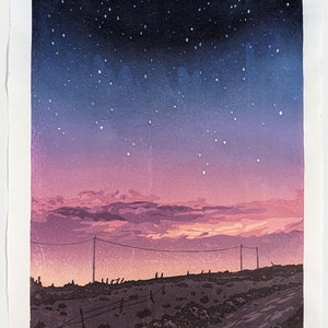 Woodblock Print- &quot;Dark Forest&quot;, Original Moku Hanga Limited Edition Print