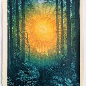 Woodblock Print- &quot;Daybreak&quot;, Original Moku Hanga Limited Edition Print