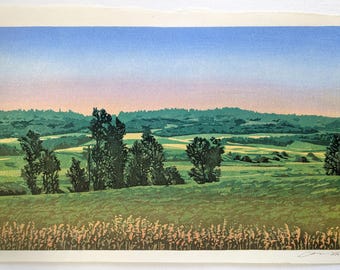 Houtsnede: "Along the King's Road", originele Moku Hanga Limited Edition print