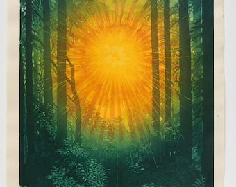 Woodblock Print- "Daybreak", Original Moku Hanga Limited Edition Print