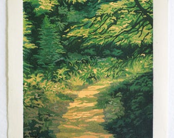 Woodblock Print- "Emerson's Walk", Original Moku Hanga Limited Edition Print