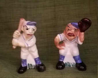 strange baseball players ceramic figurines, ugly baseball players