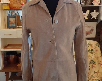 vintage Bernardo hip length beige leather coat