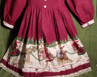 Daisy Kingdom vintage dress, to grandmas house dress, size 4 daisy kingdom christmas dress