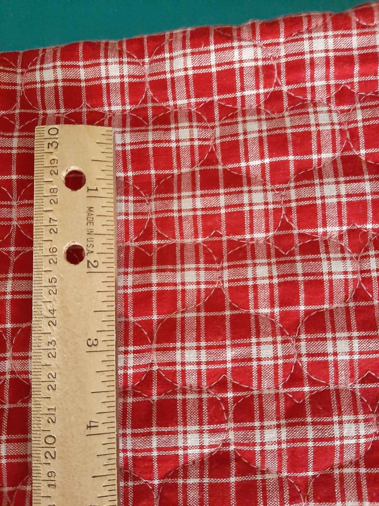 Double sided quilted material in red and white Etsy