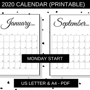 2020 Calendar Printable, Dated Calendar, Printable Planner, Small Business Planner, Business Organiser, Printable To Do List