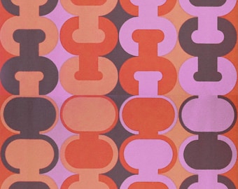 Papel de parede DOMINO dos anos 70 - #0001D - pacote ou folha / papel de parede geométrico psicodélico vintage da década de 1970