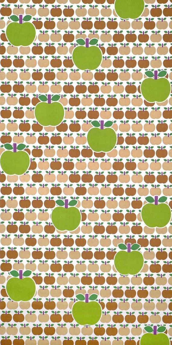 70er Apfel Tapete #1233 - laufender Meter o. Rolle / roll / apple vintage wallpaper, Graziela-Style