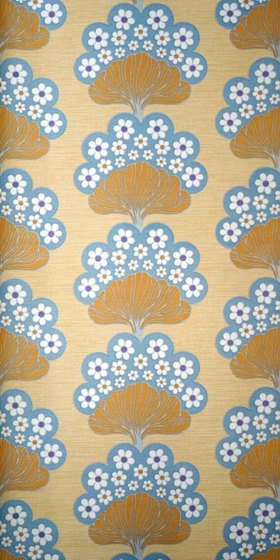 70s floral wallpaper 0906AL running meter / vintage flower | Etsy