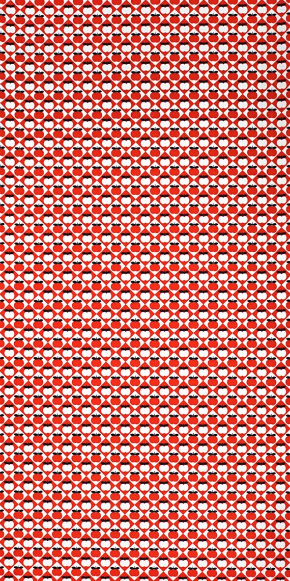 70er Apfel Tapete #0529A - laufender Meter o. Rolle / roll / apple vintage wallpaper red/black